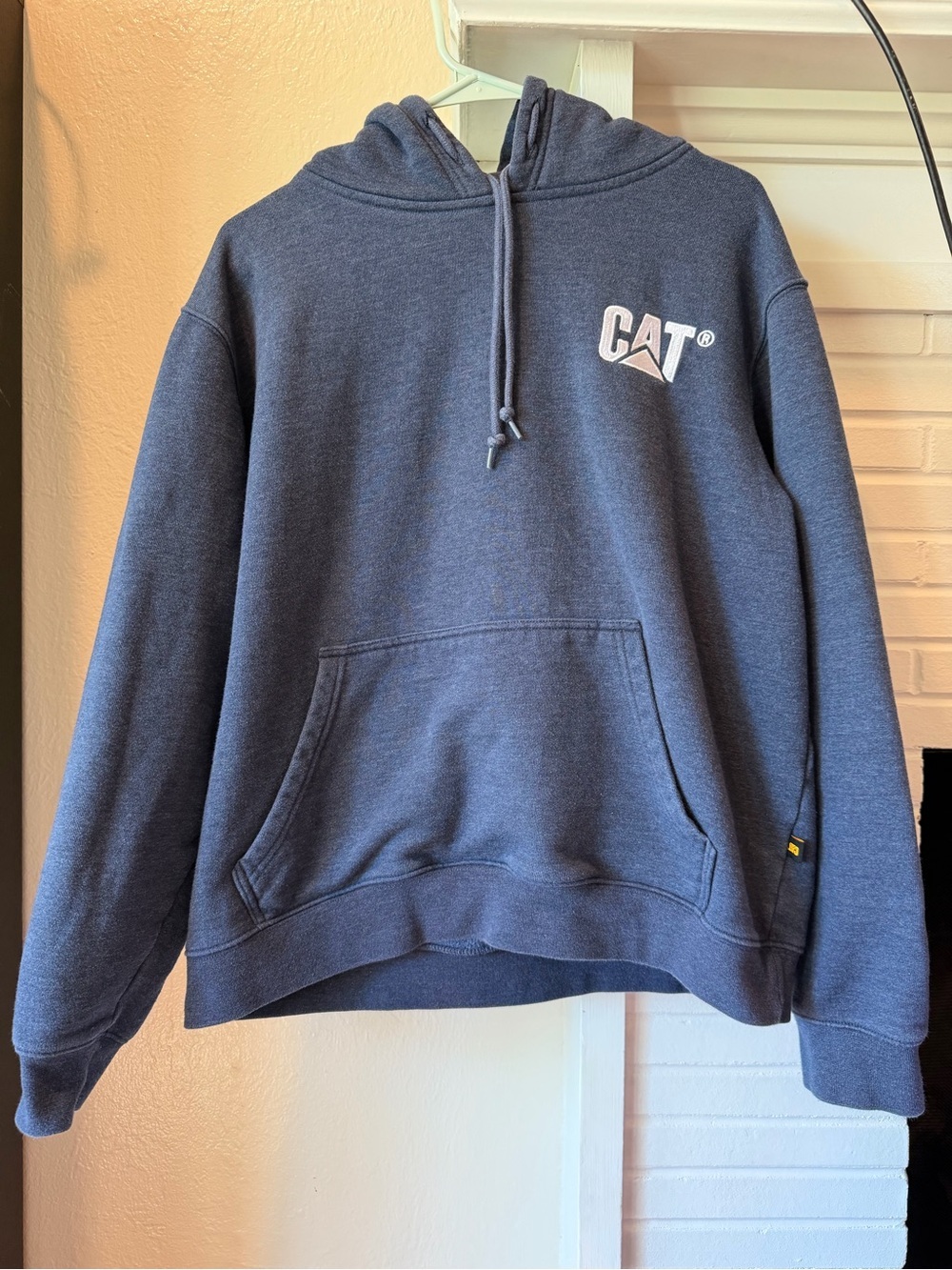 CAT Caterpillar Navy Blue Hoodie Sweatshirt Size Large